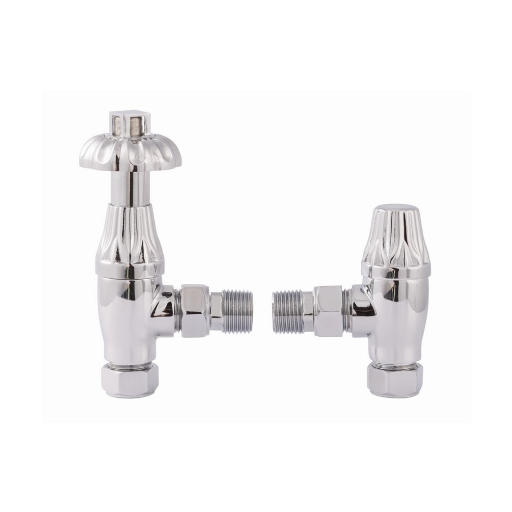 Cutout image of Redroom by Barwick Chrome Traditional Angled Thermostatic Radiator Valves